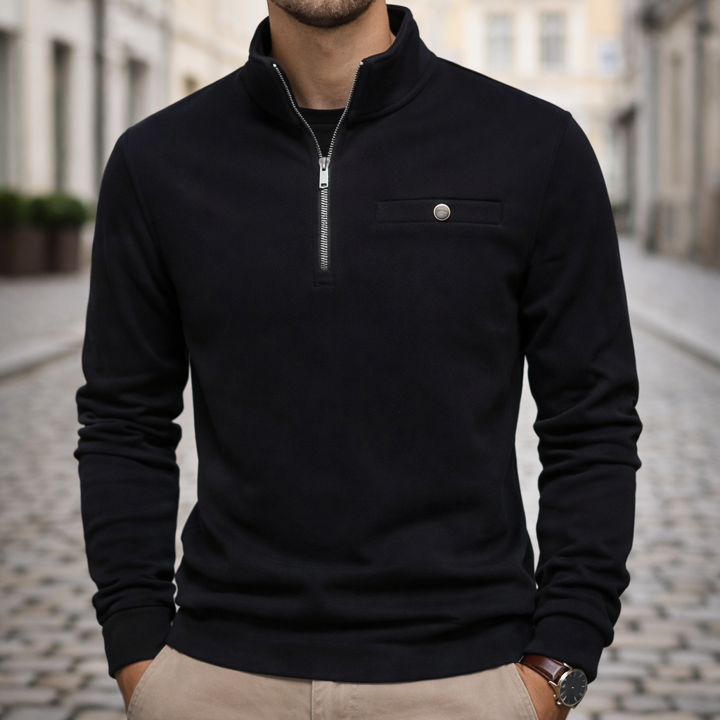 Sweat-shirt minimaliste à demi-fermeture éclair pour homme, décontracté