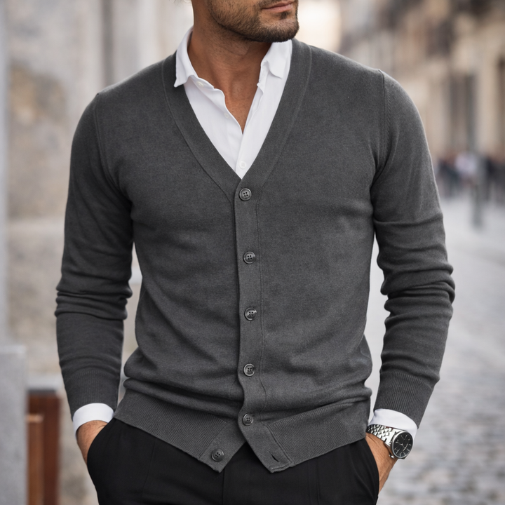 Men’s Button Front V-Neck Cardigan Classic