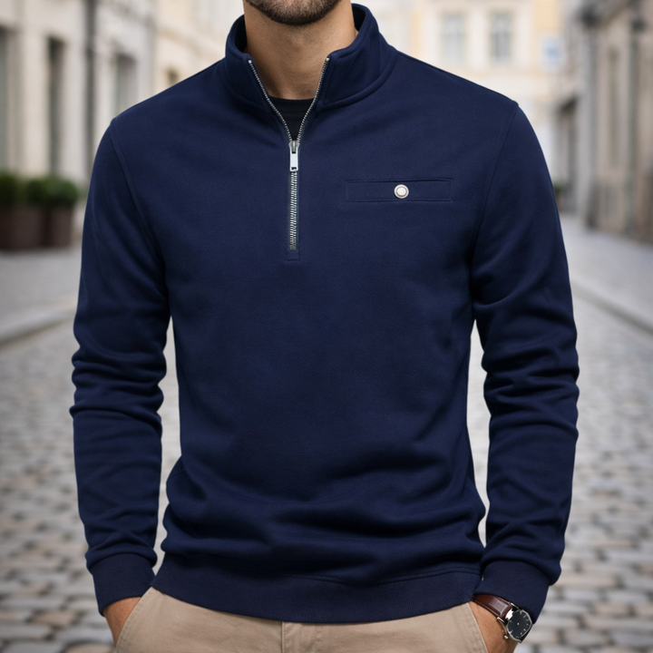 Sweat-shirt minimaliste à demi-fermeture éclair pour homme, décontracté