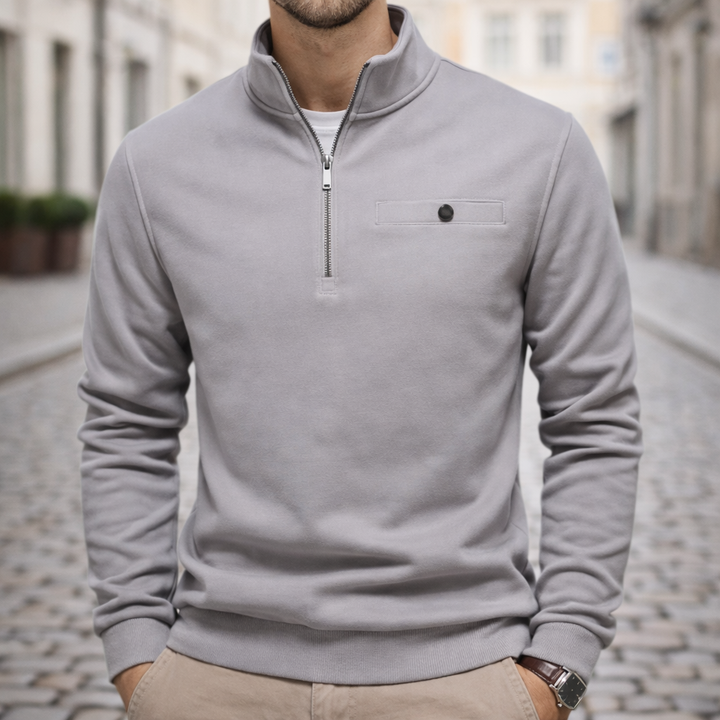 Sweat-shirt minimaliste à demi-fermeture éclair pour homme, décontracté