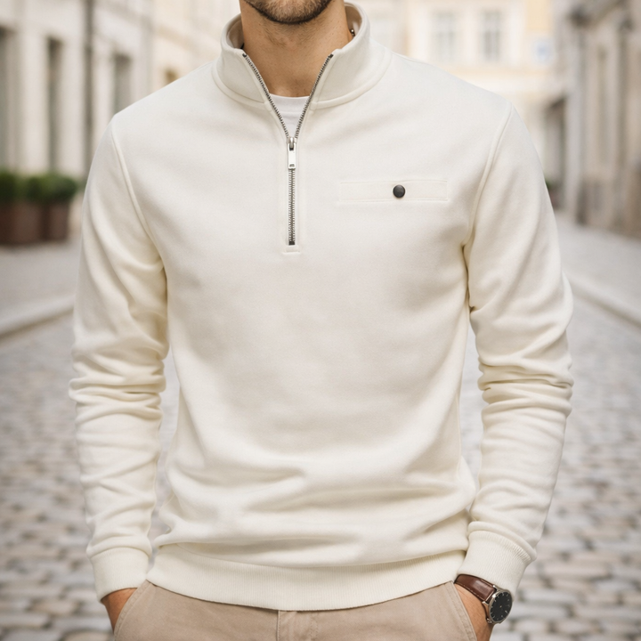 Sweat-shirt minimaliste à demi-fermeture éclair pour homme, décontracté