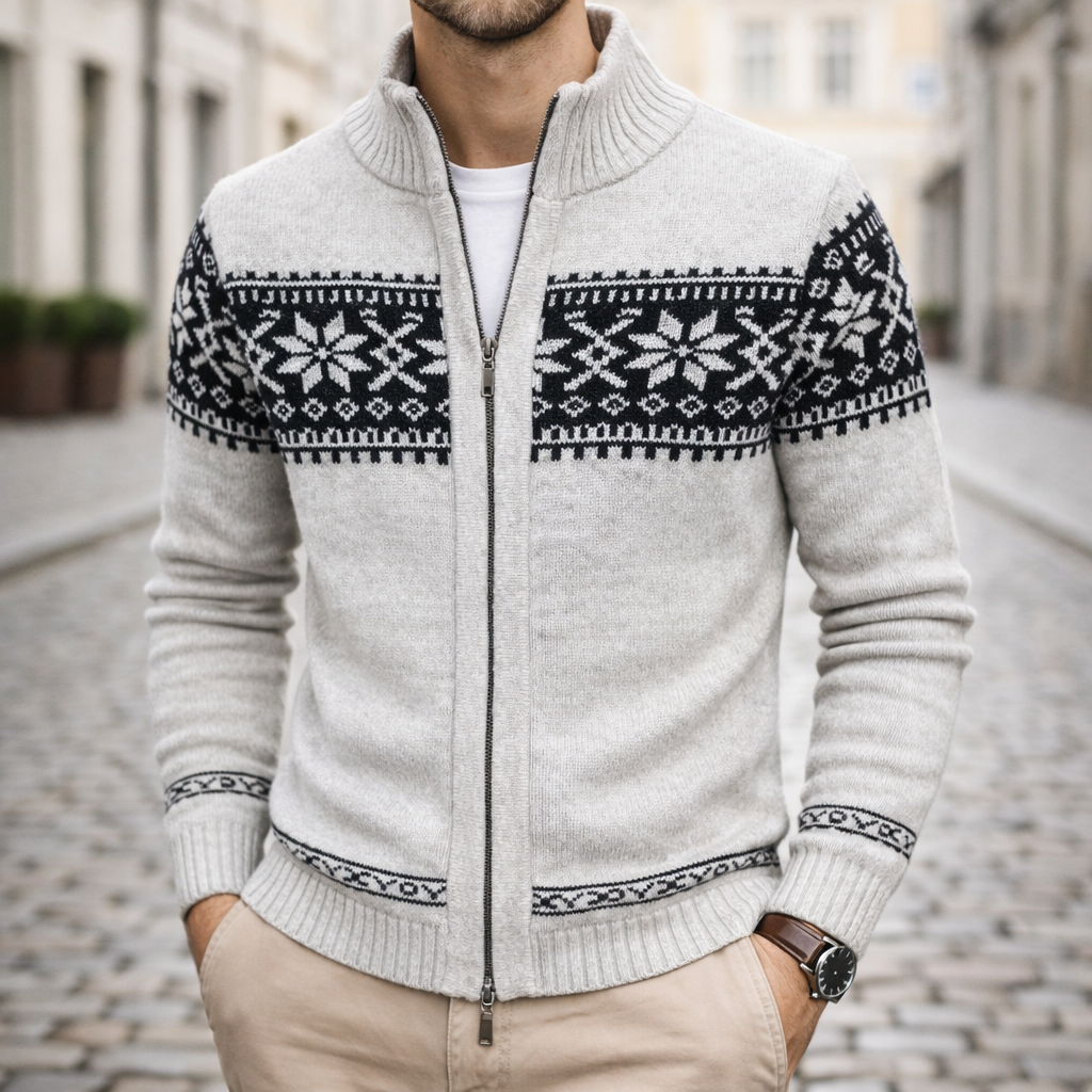 Men’s Winter Knit Jacket With Zip Front