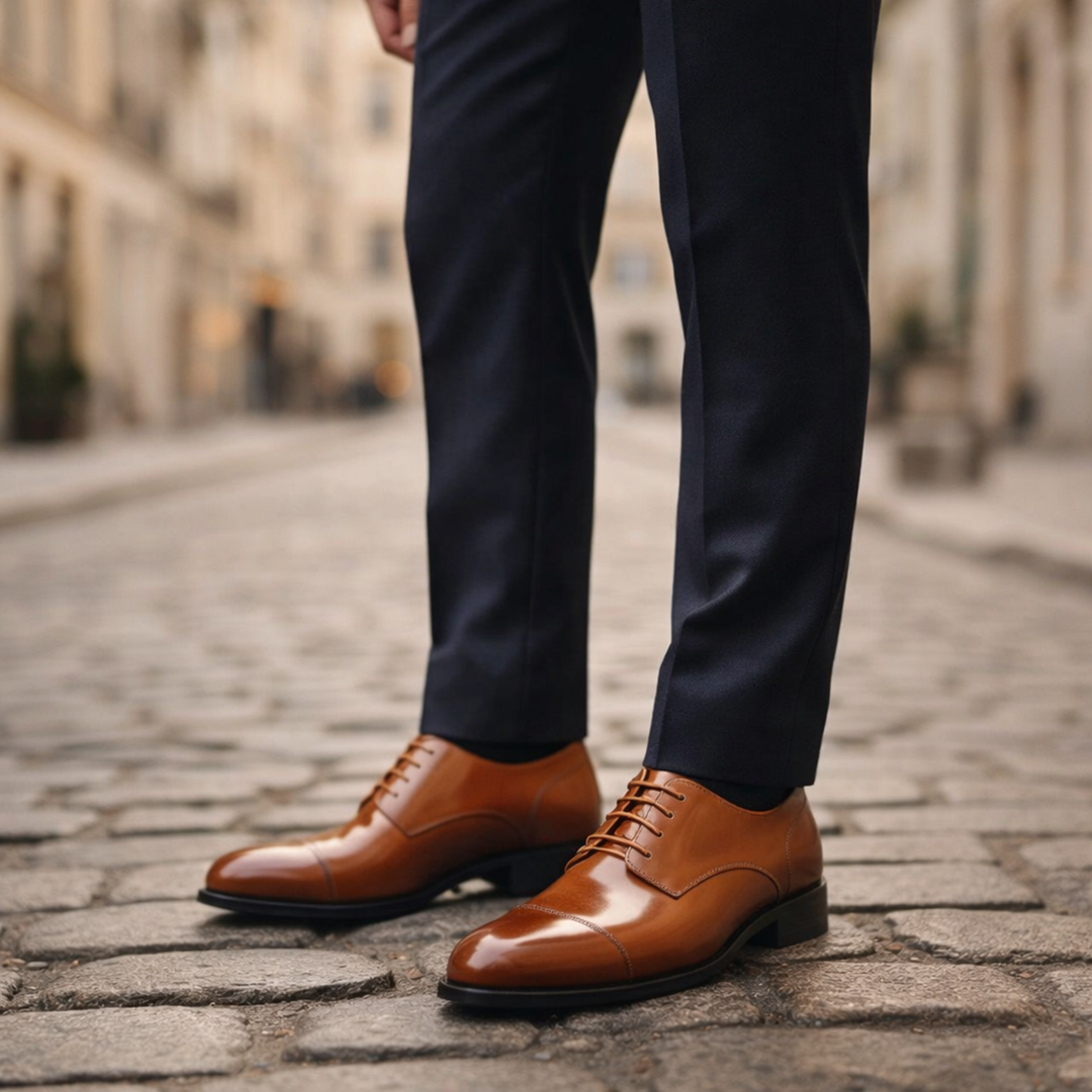 Chaussures habillées en cuir pour homme à bout droit