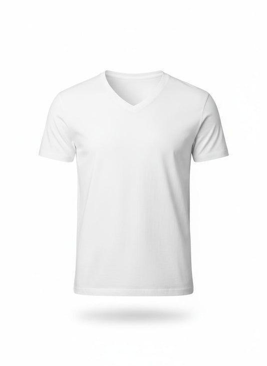 White Men's V Neck T-Shirt